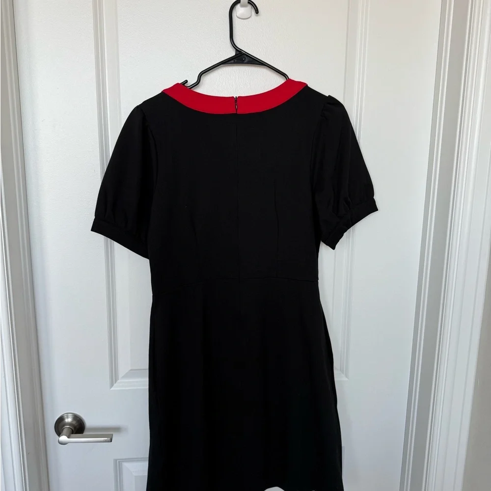 Modcloth Black Mini Dress with Red Trim and Bow - Picture 9 of 13